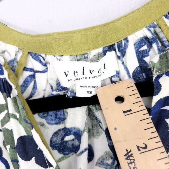 Velvet By Graham & Spencer Peasant Blouse Women’s XS Cotton Floral Boho Chic - Picture 10 of 11
